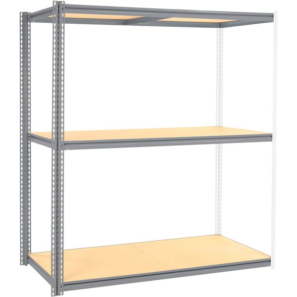 Global Industrial High Cap. Add-On Rack 72Wx36Dx84H 3 Levels Wood Deck 1000 Lb. Per Level GRY 581005GY